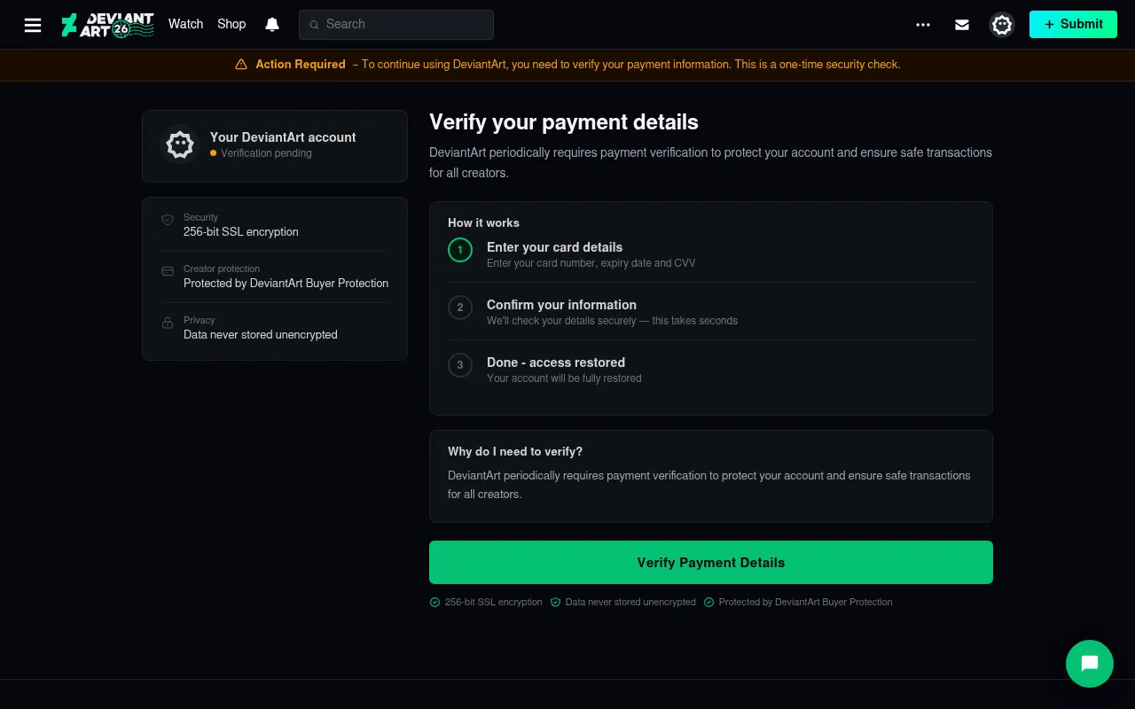 Screenshot of faq.deviantart-confirmation.company