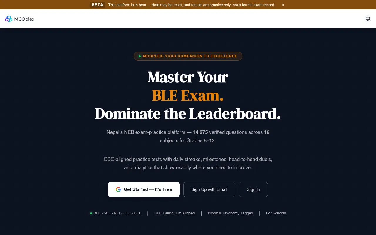 Screenshot of mcqplex.com