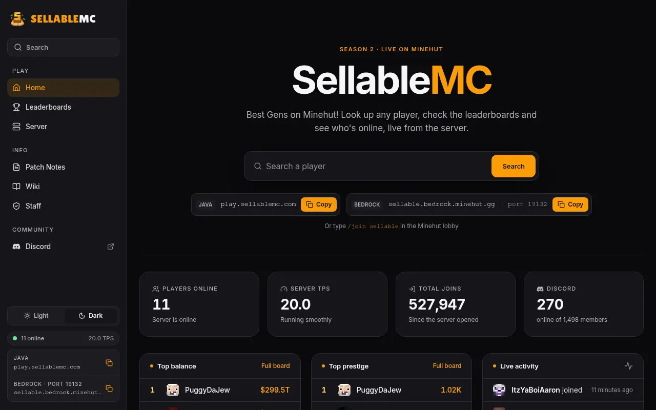 Screenshot of sellablemc.com