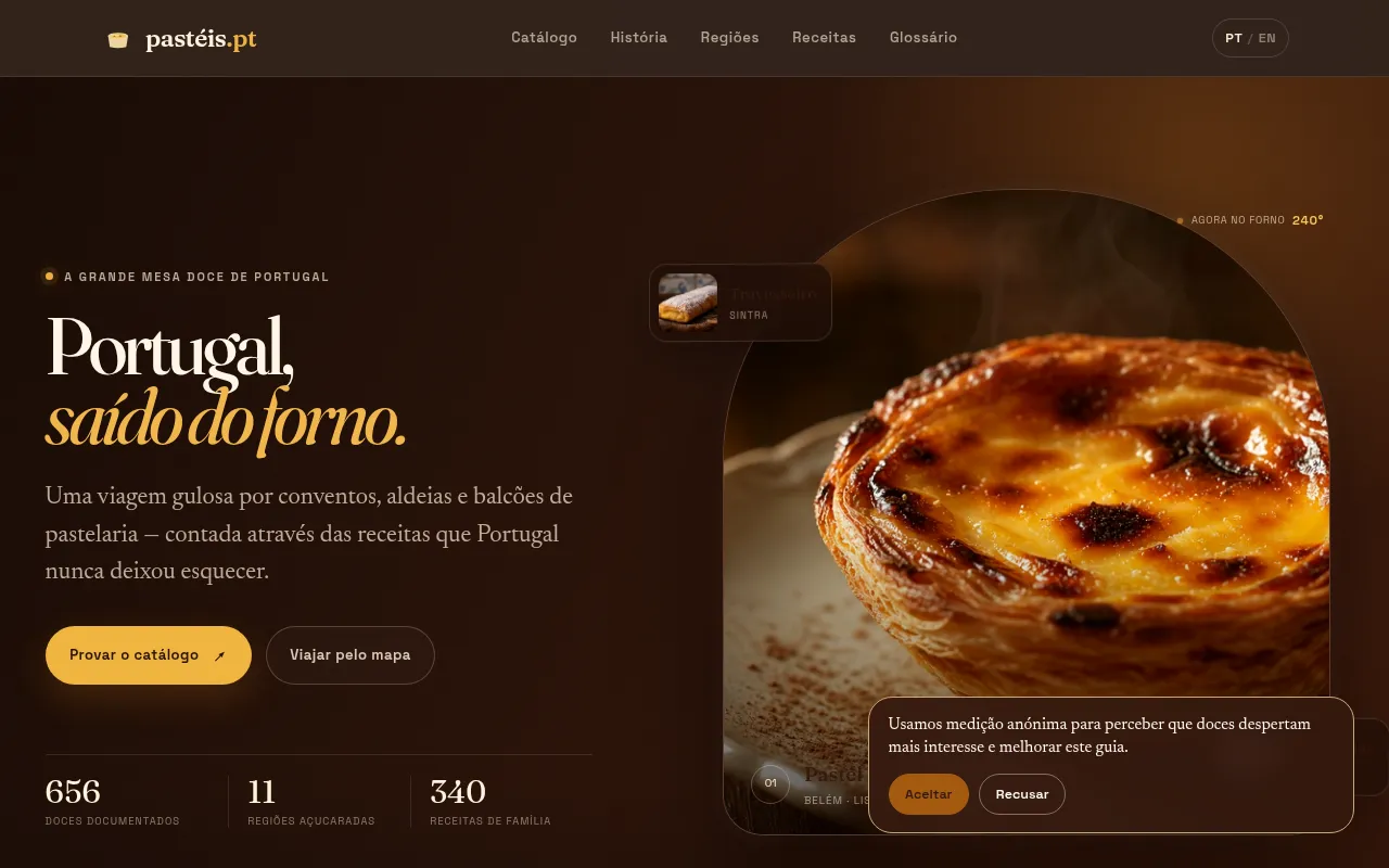 Screenshot of pasteis.pt
