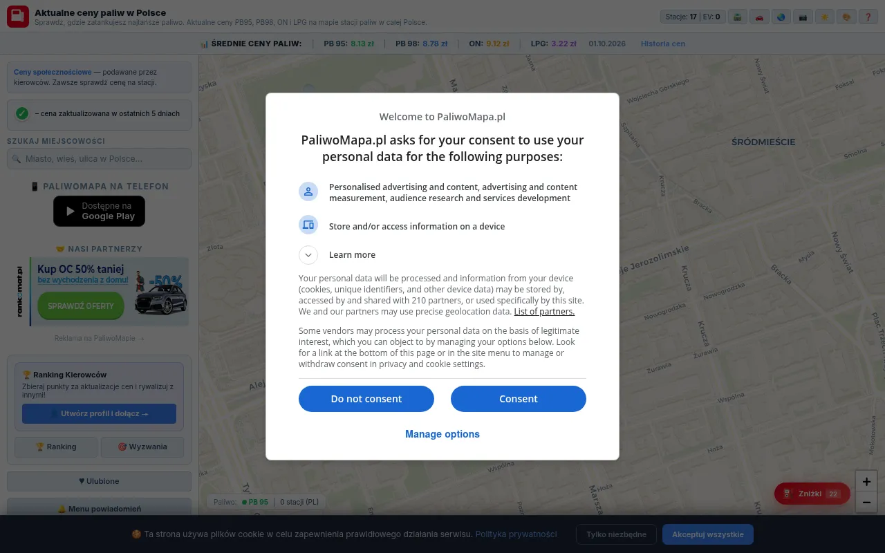 Screenshot of paliwomapa.pl
