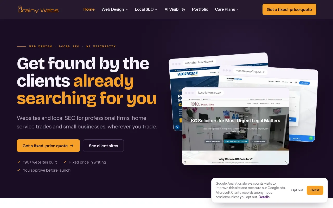 Screenshot of brainywebs.com