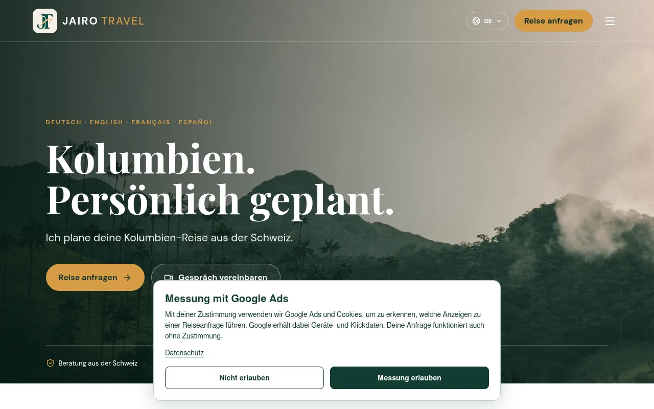 Screenshot of jairotravel.ch