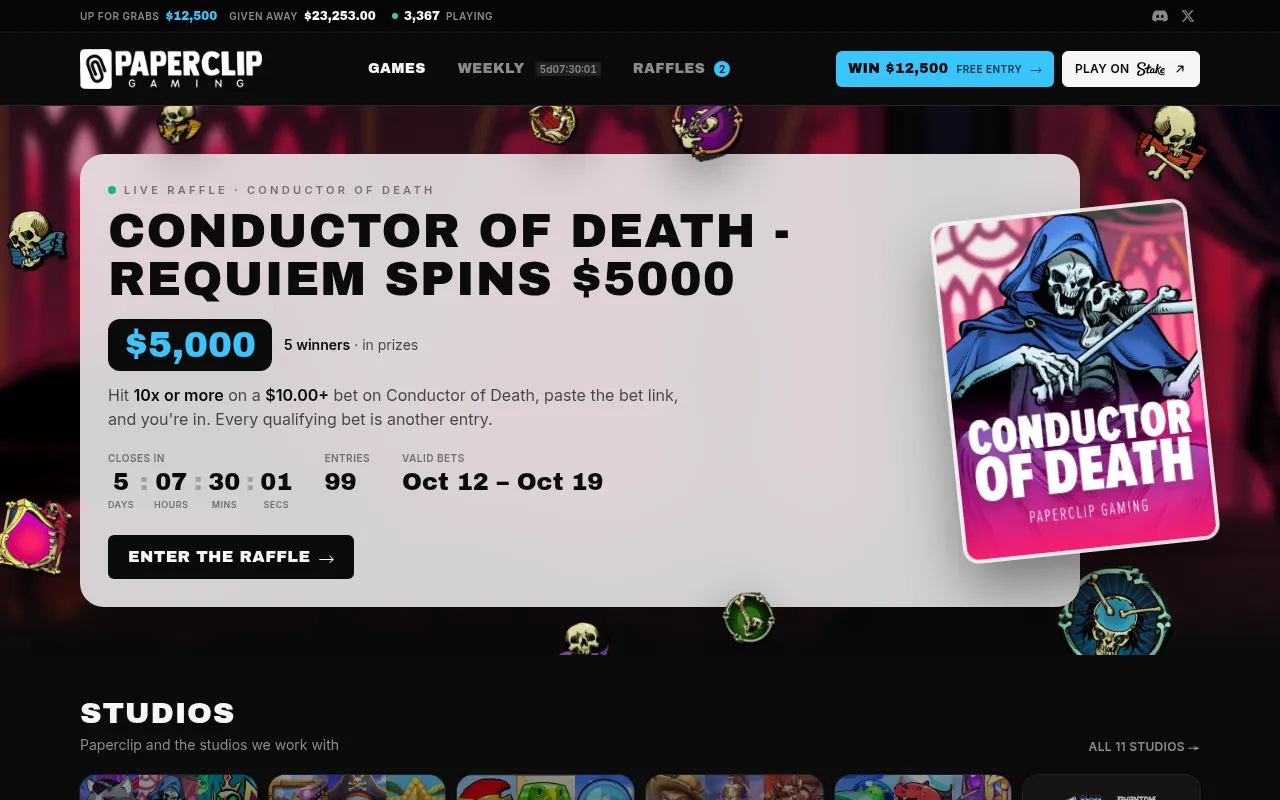 Screenshot of paperclipgaming.com