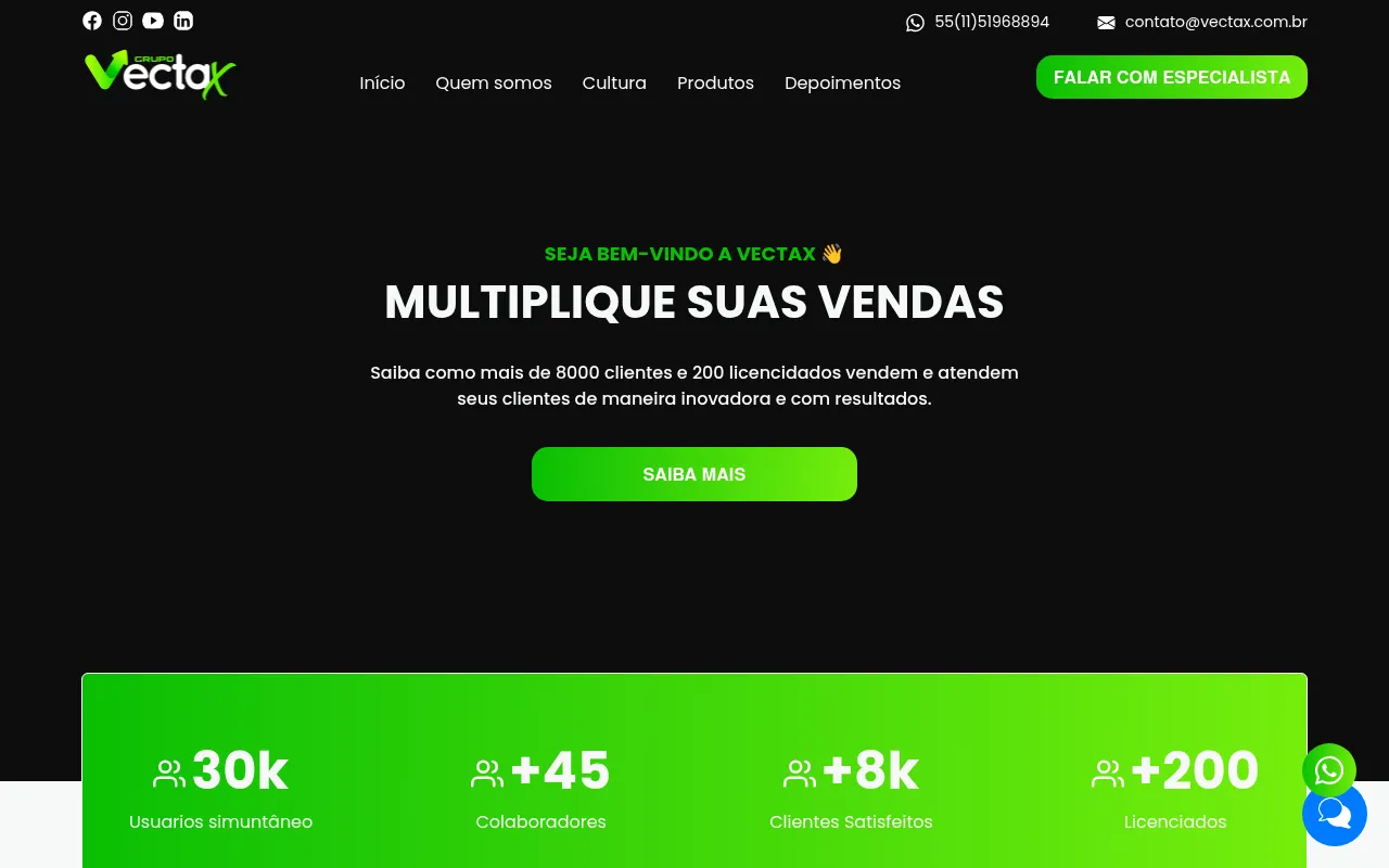Screenshot of vectax.com.br