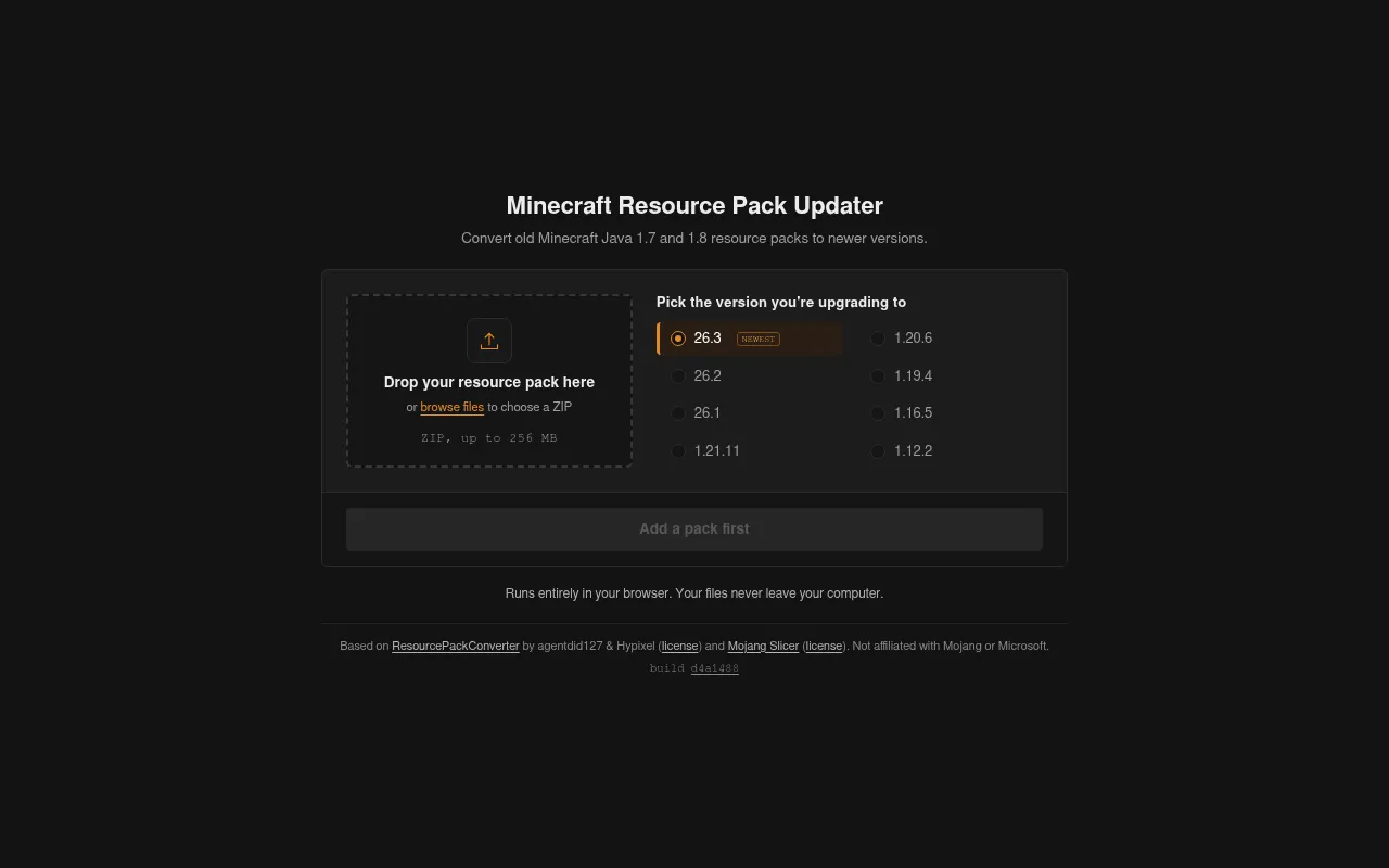 Screenshot of resource-pack-updater.vercel.app