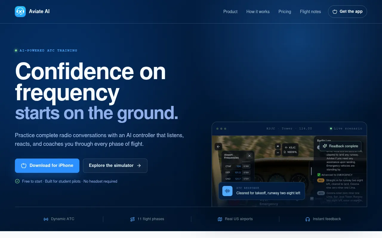 aviateai.app screenshot