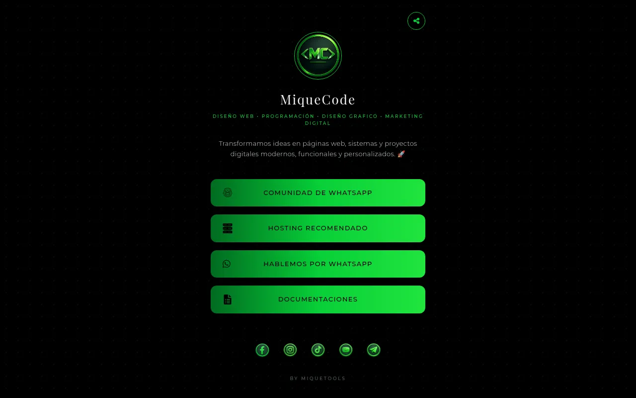Screenshot of miquecode.com
