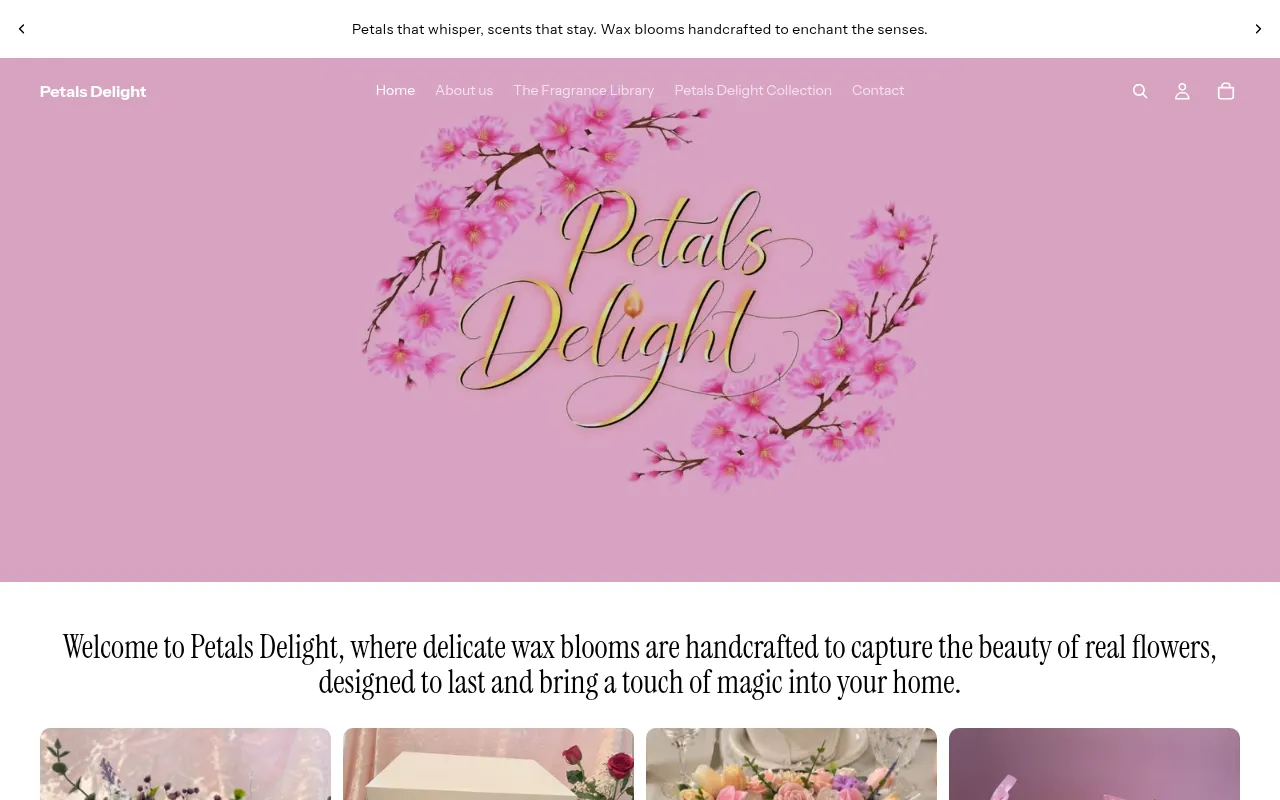 Screenshot of petalsdelight.co.uk