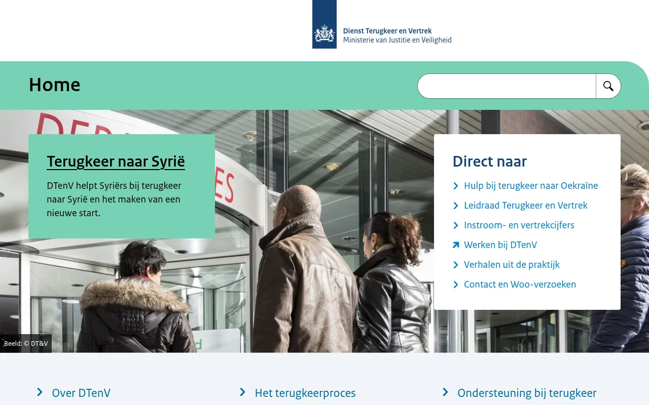 Screenshot of dienstterugkeerenvertrek.nl