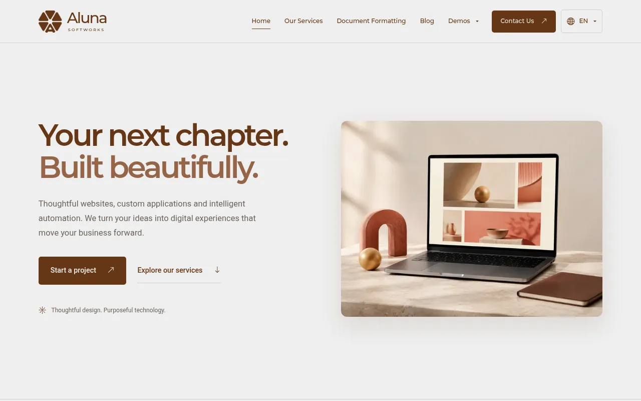 Screenshot of alunasoftworks.com