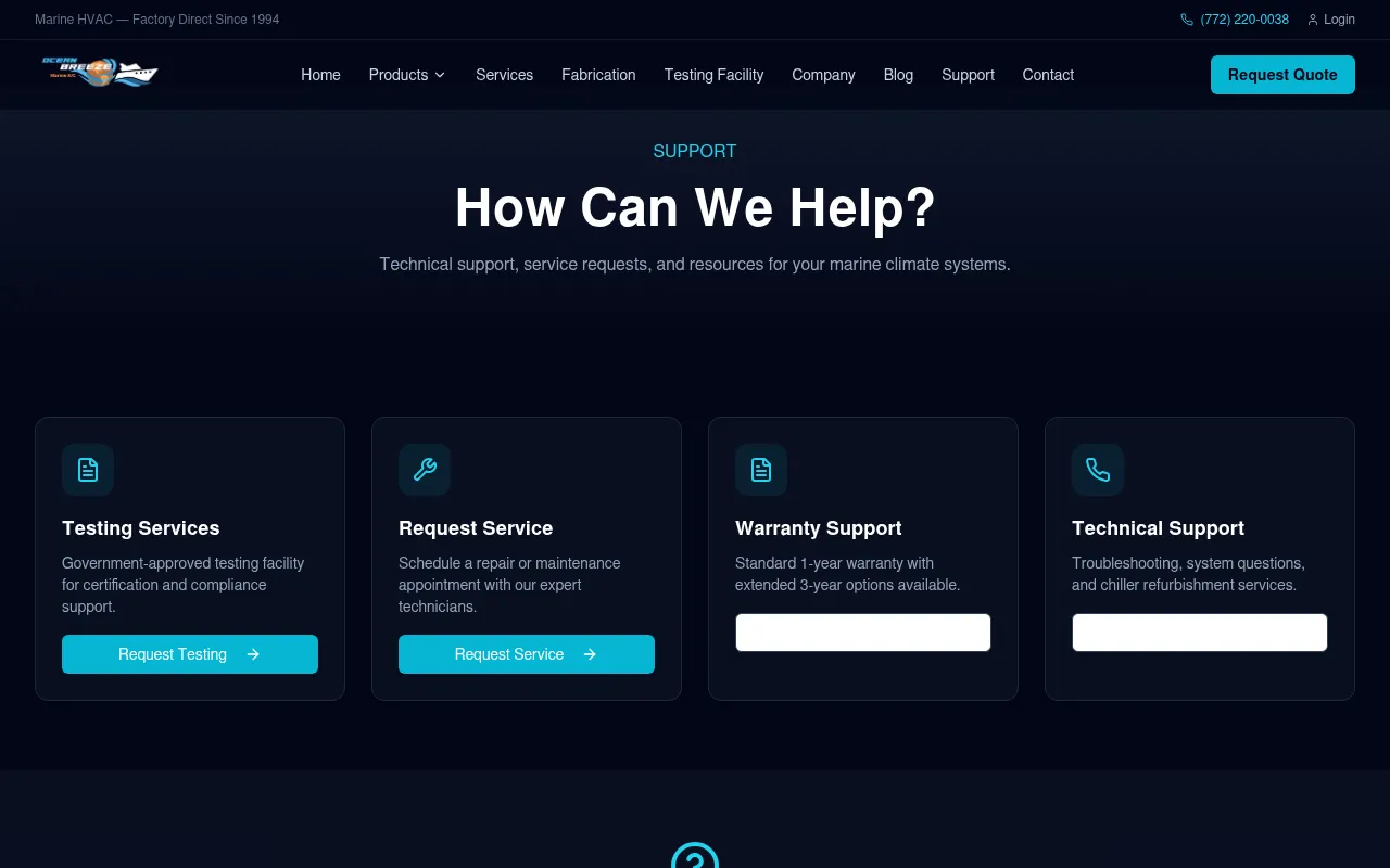 Screenshot of oceanbreezeac.com