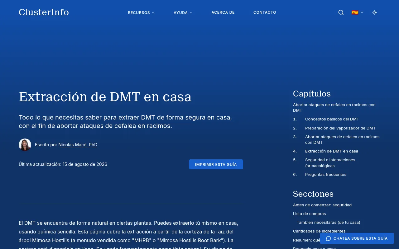 Screenshot of clusterinfo.org
