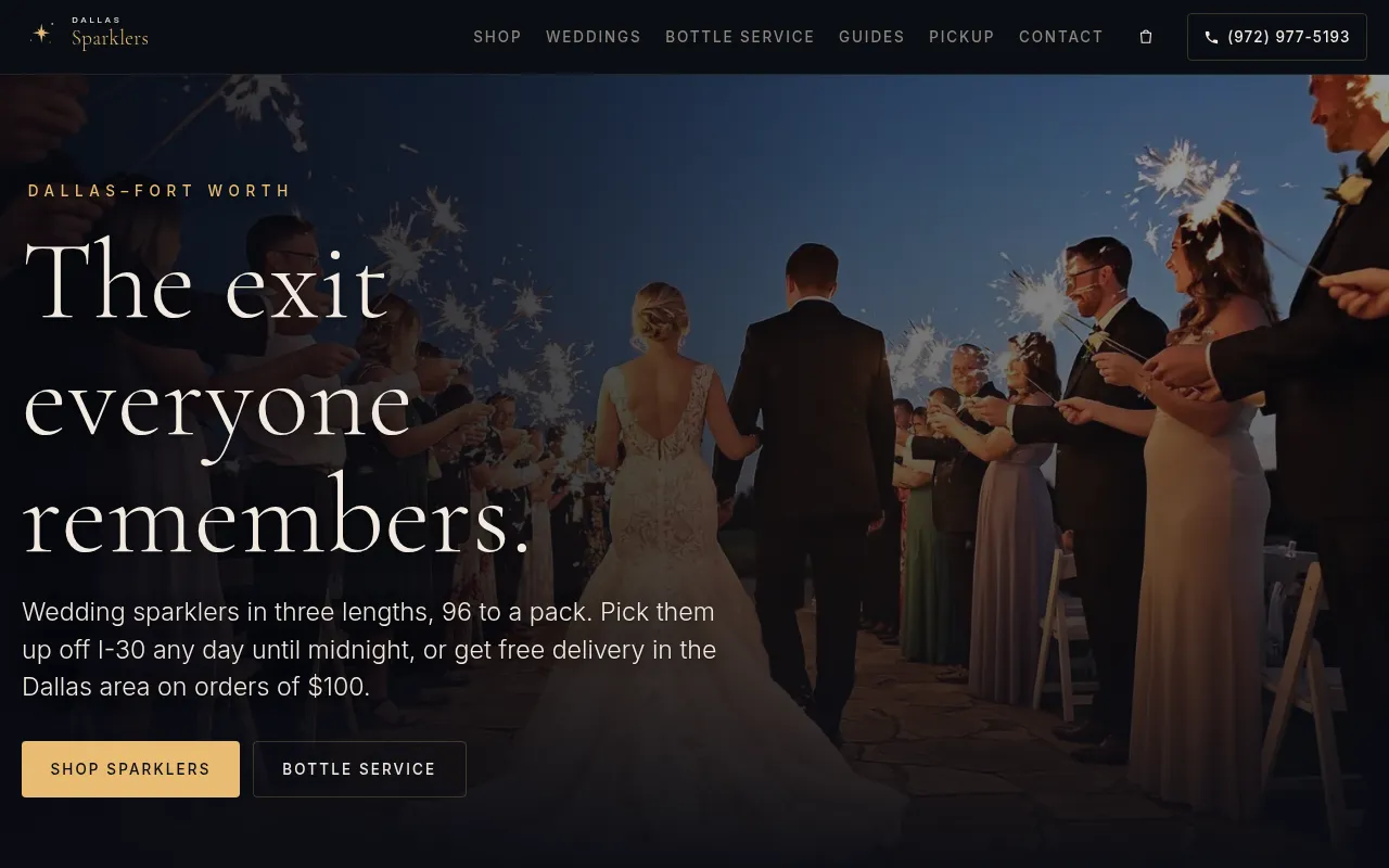 Screenshot of dallassparklers.com