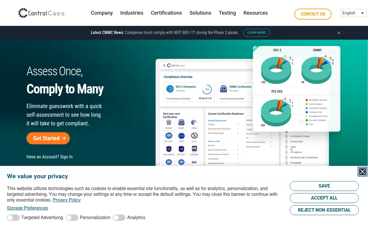 Screenshot of controlcase.com