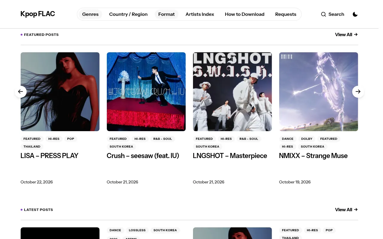 Screenshot of kpopflac.xyz
