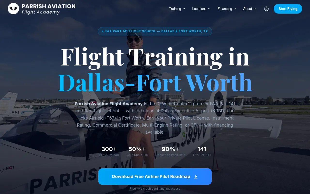 Screenshot of parrishaviation.com