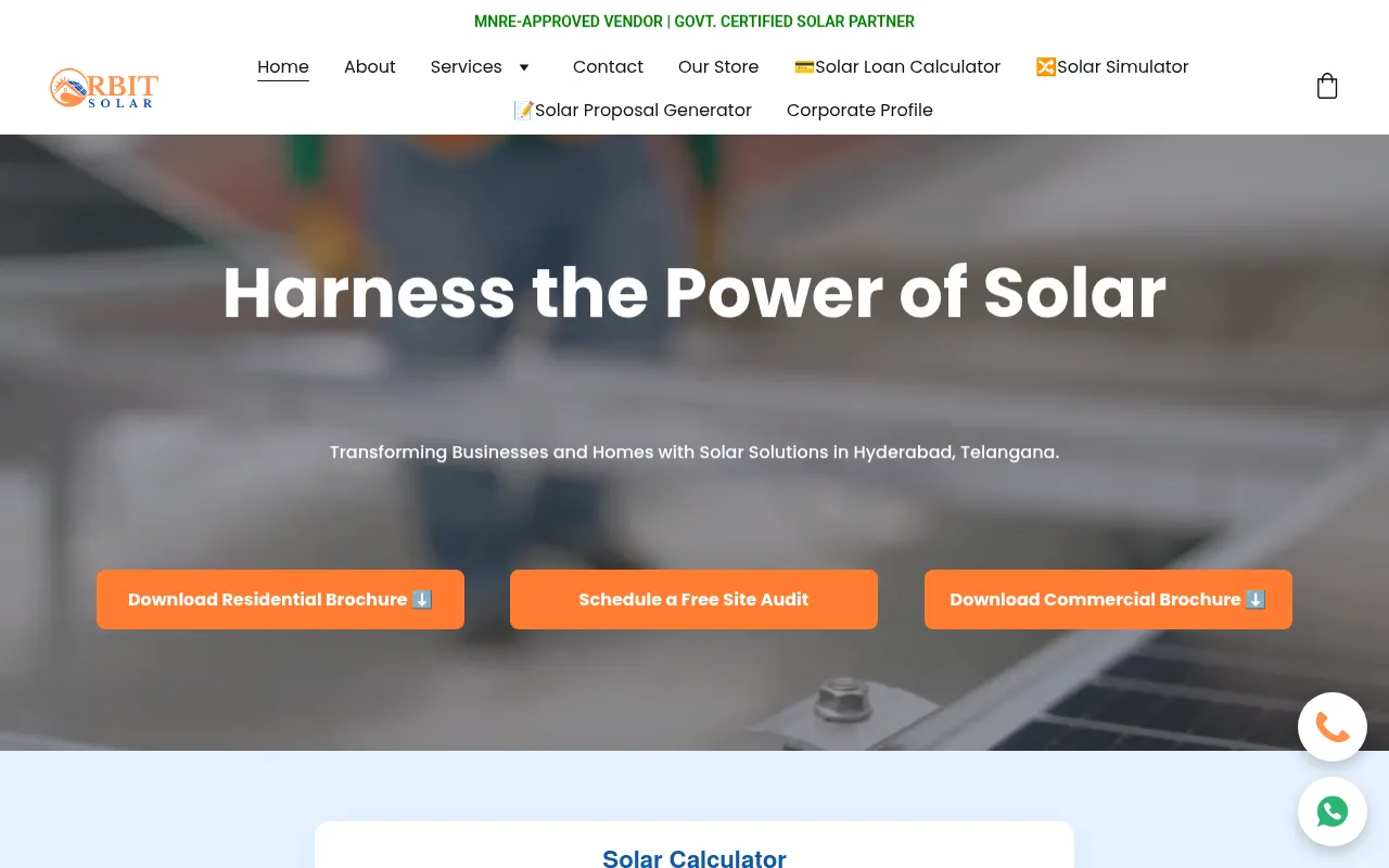 Screenshot of orbitsolar.in