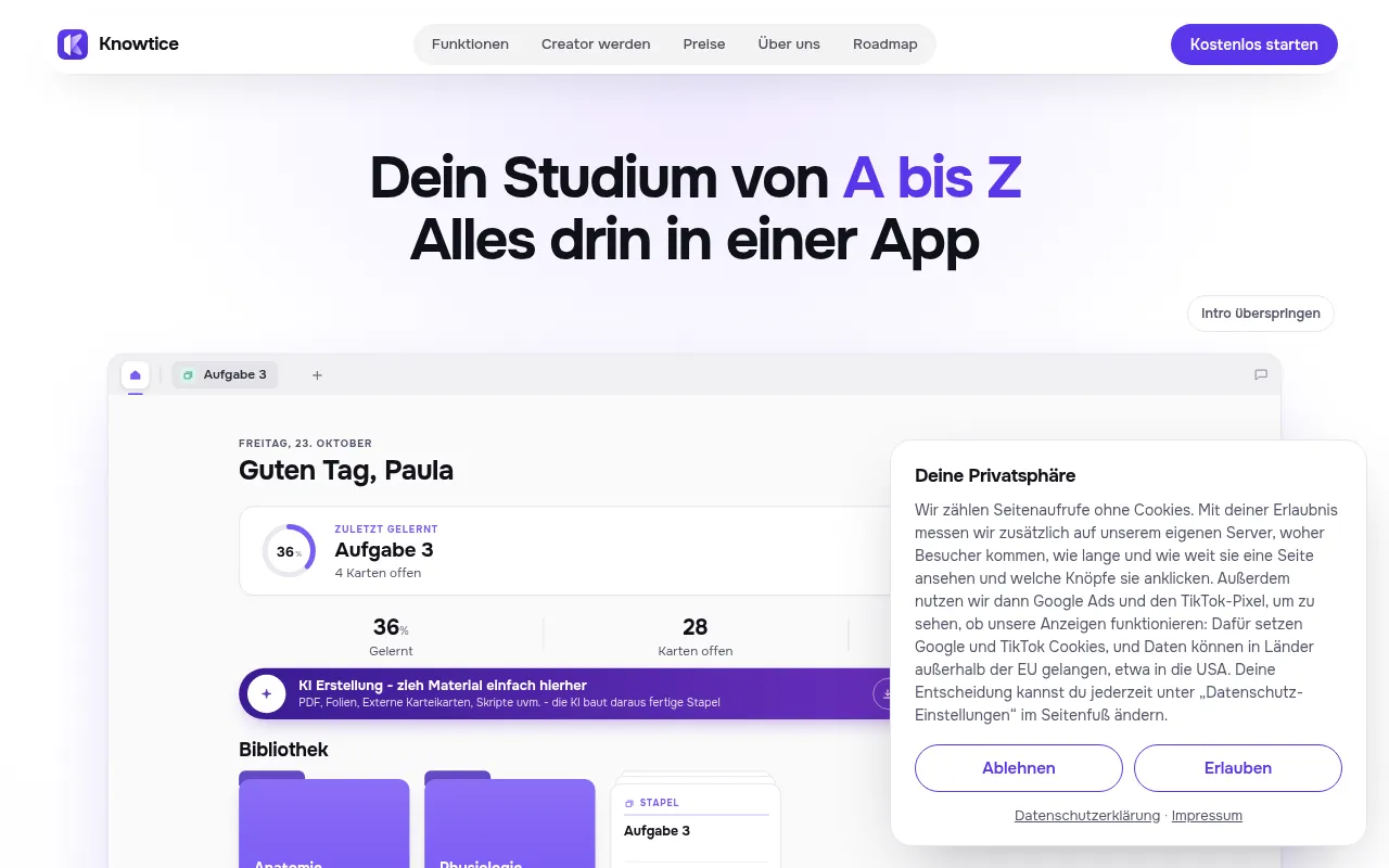 Screenshot of knowtice.eu
