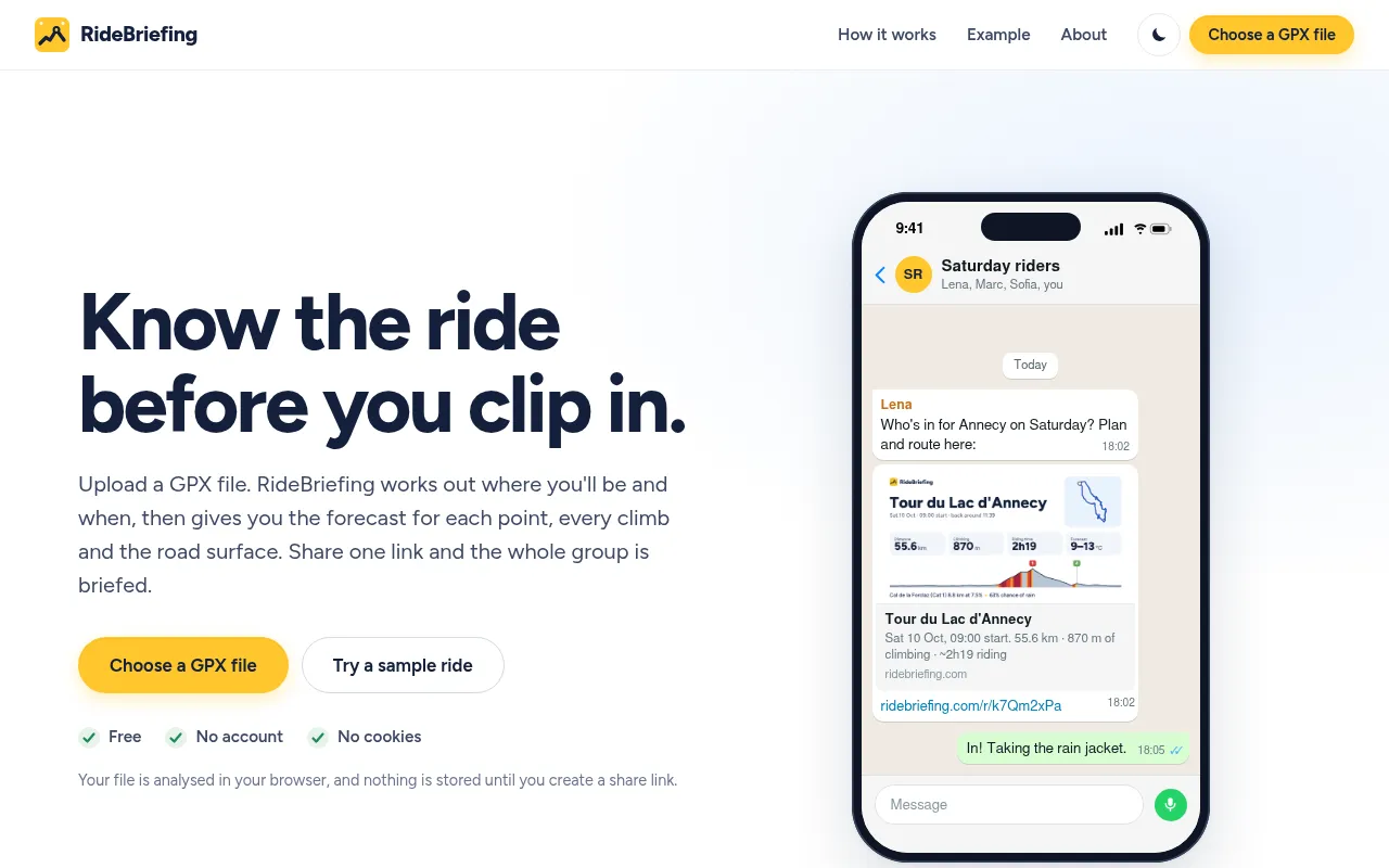 Screenshot of ridebriefing.com