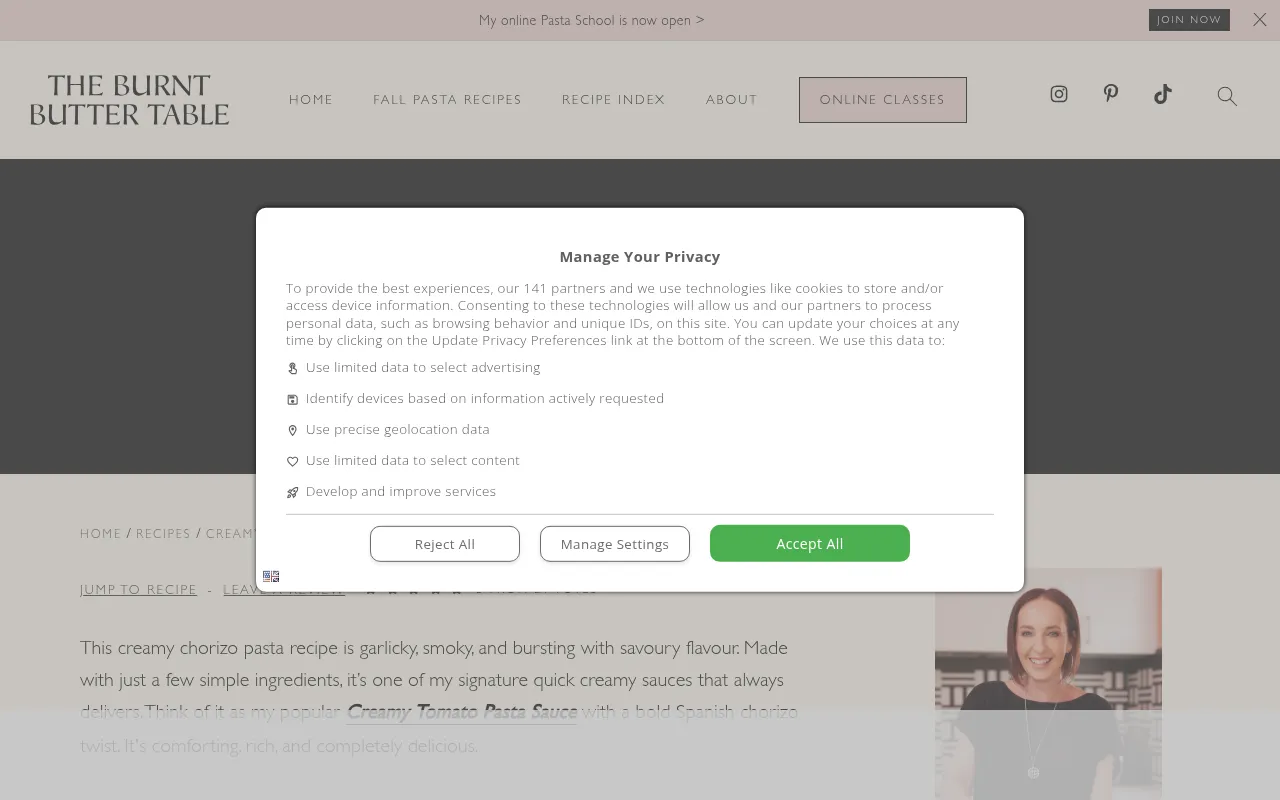 Screenshot of theburntbuttertable.com