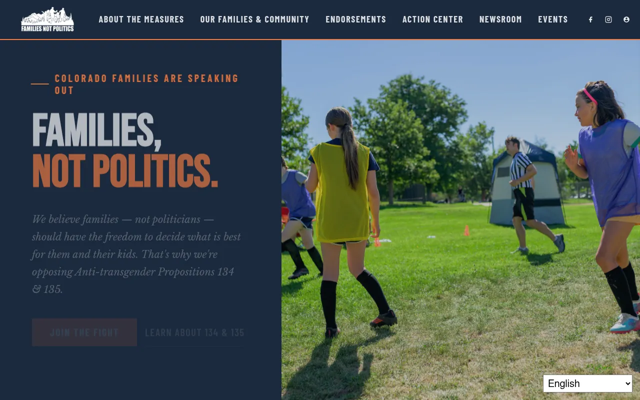 Screenshot of familiesnotpolitics.com