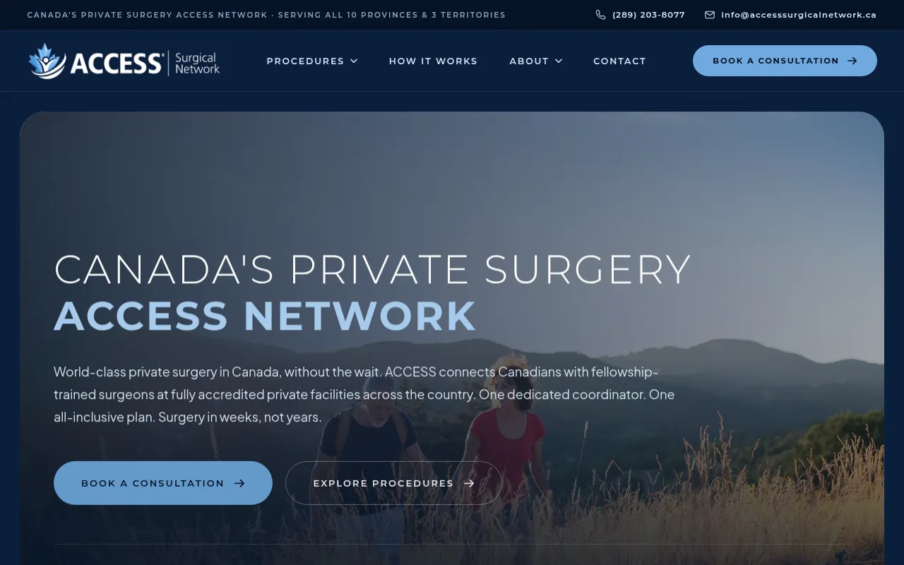 Screenshot of accesssurgicalnetwork.ca