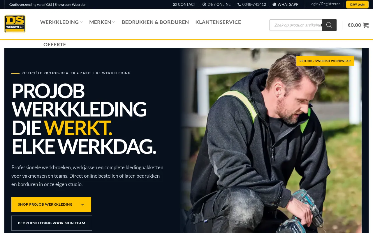 Screenshot of projob-workwear.nl