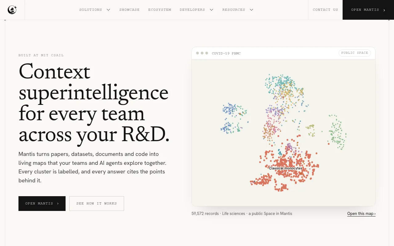 Screenshot of mantis.csail.mit.edu