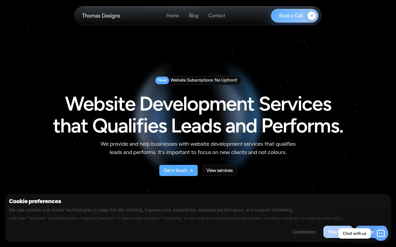 Screenshot of thomasdesigns.co.uk