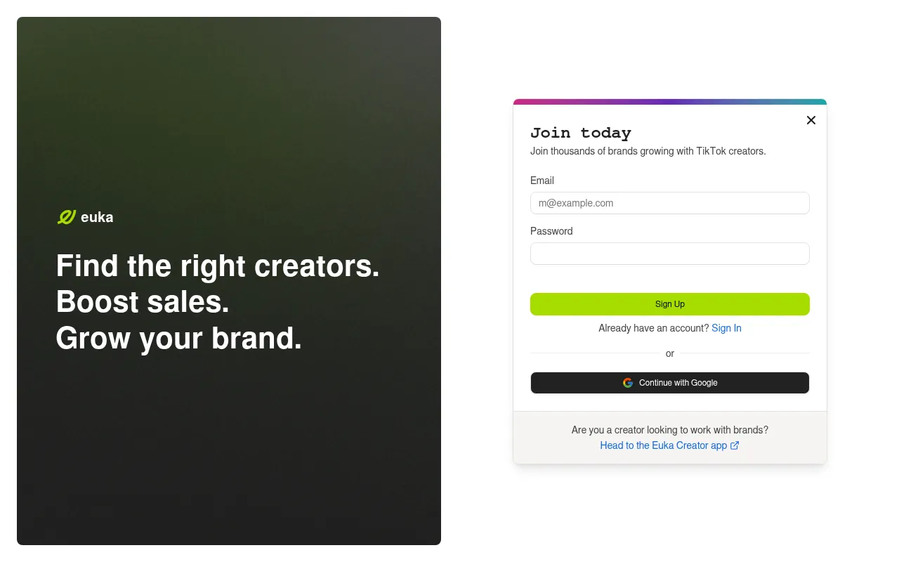 Screenshot of app.euka.ai