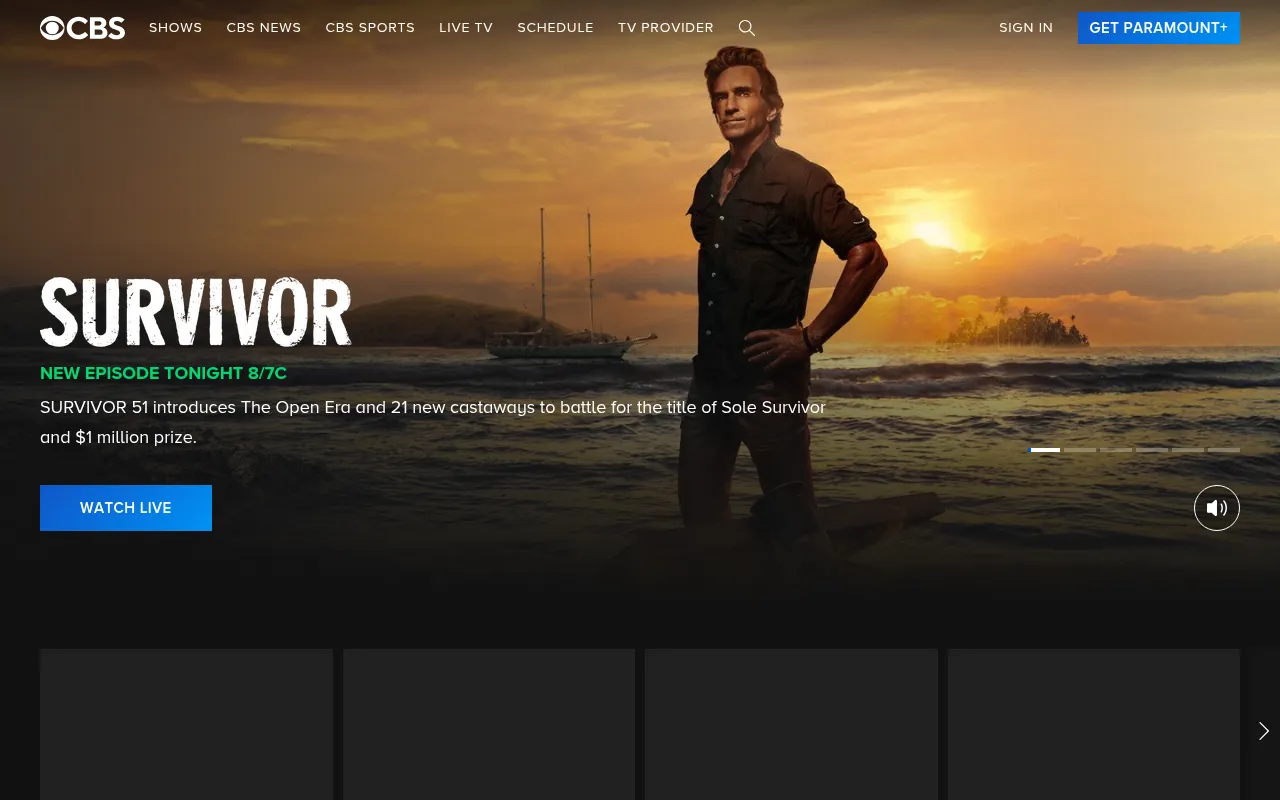 Screenshot of cbs.com