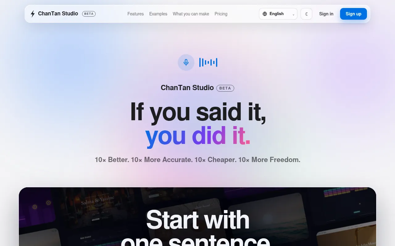 Screenshot of chantan.studio