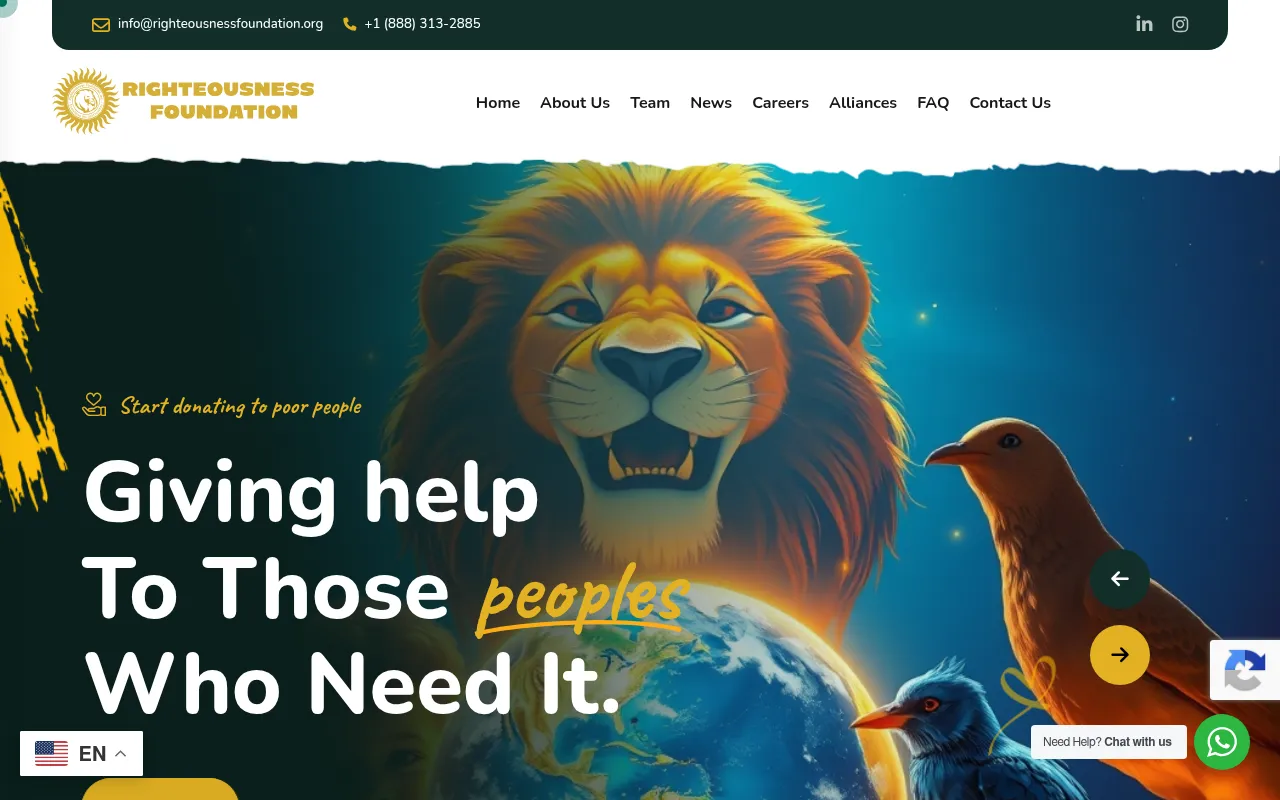 Screenshot of righteousnessfoundation.org