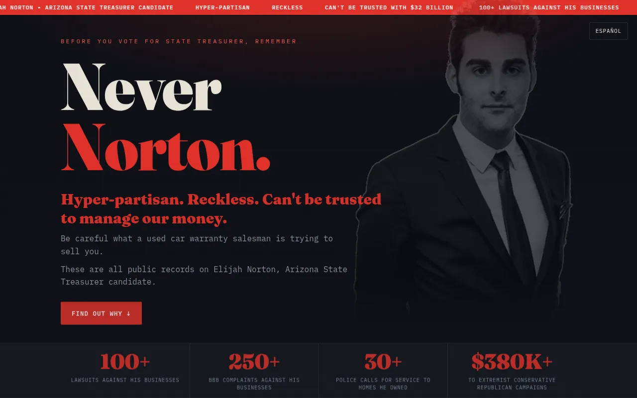 Screenshot of nevernorton.com