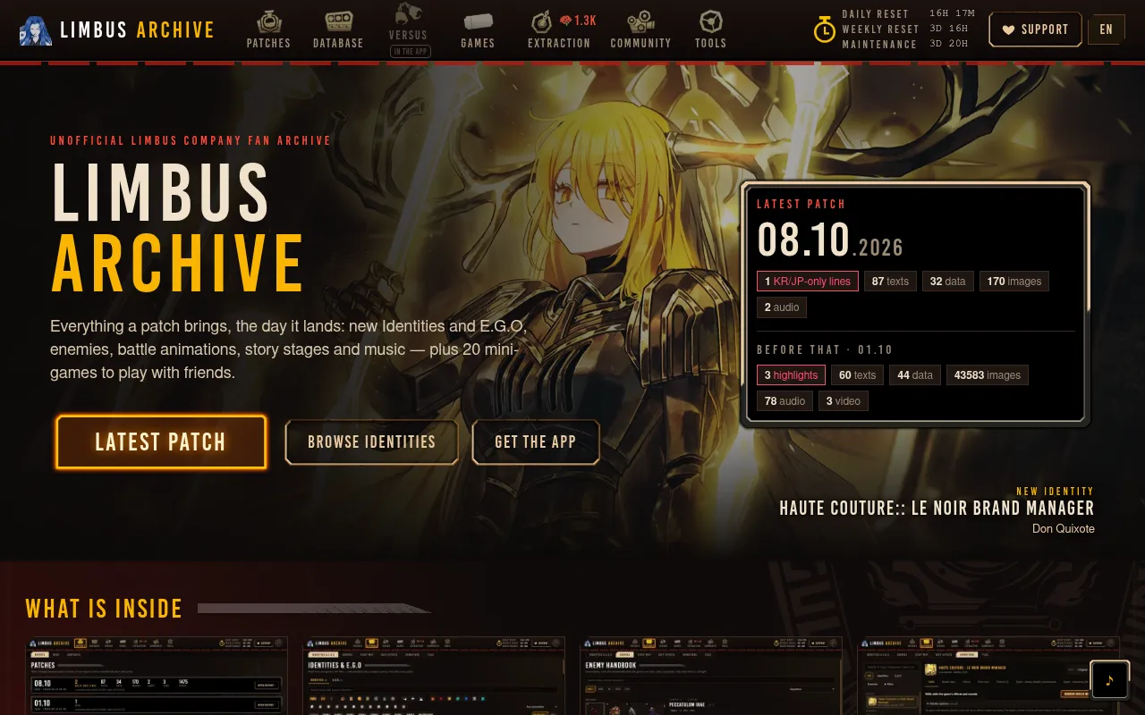Screenshot of limbus-archive.com