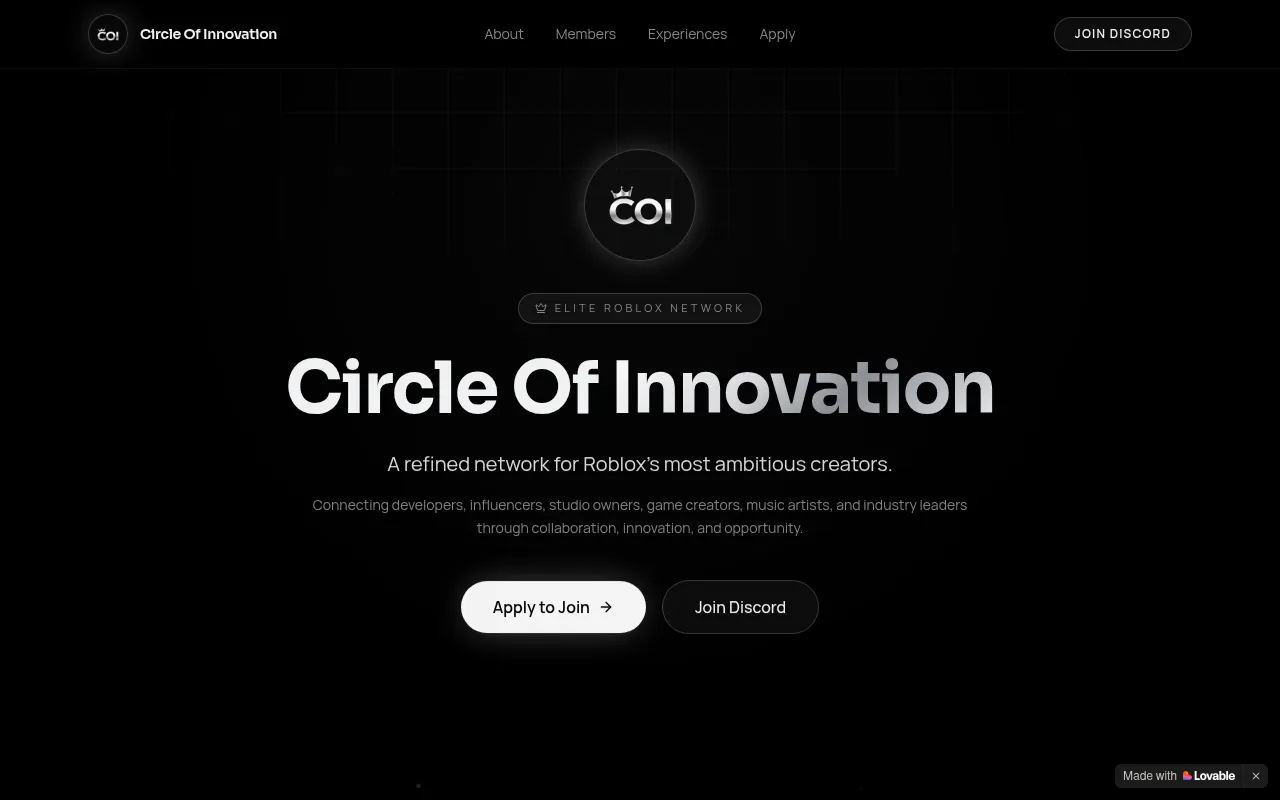Screenshot of circle-of-innovation.lovable.app