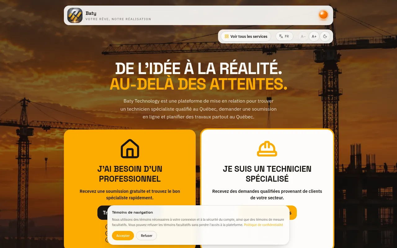 Screenshot of bativia.ca
