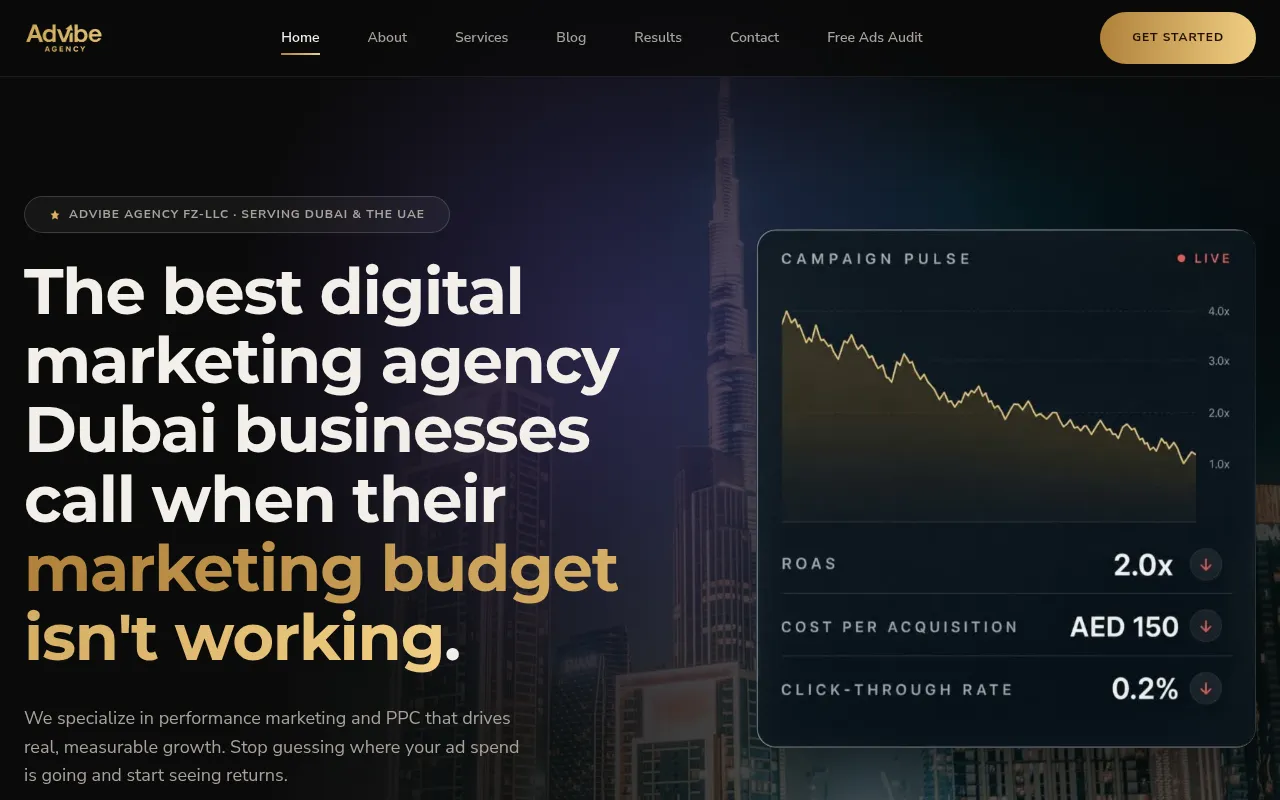 Screenshot of advibeagency.me