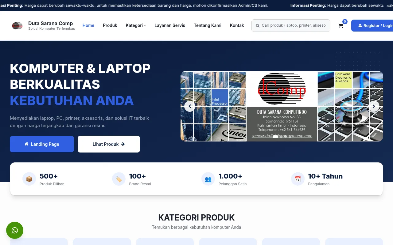 Screenshot of dutasaranacomp.com