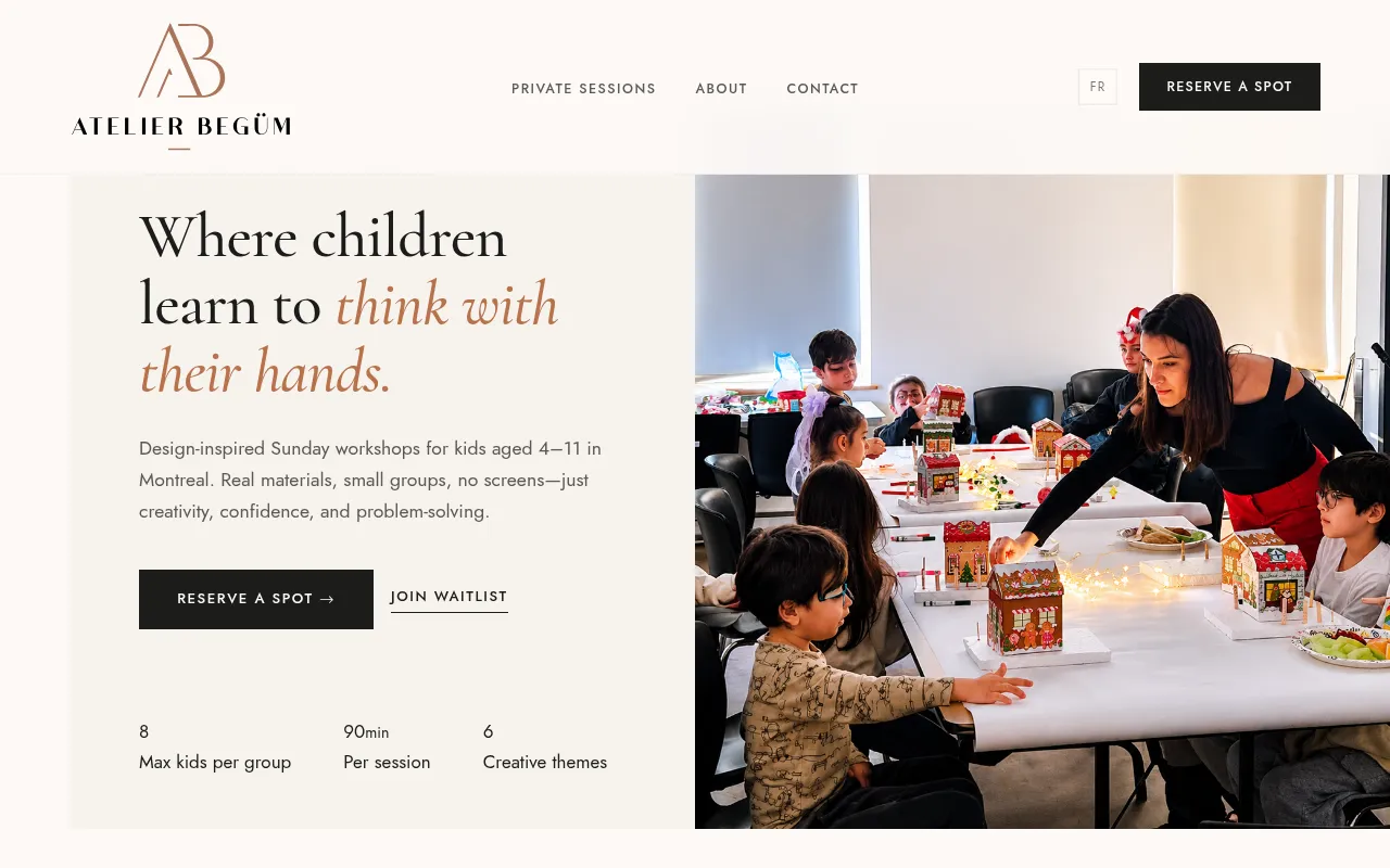 Screenshot of atelierbegum.ca