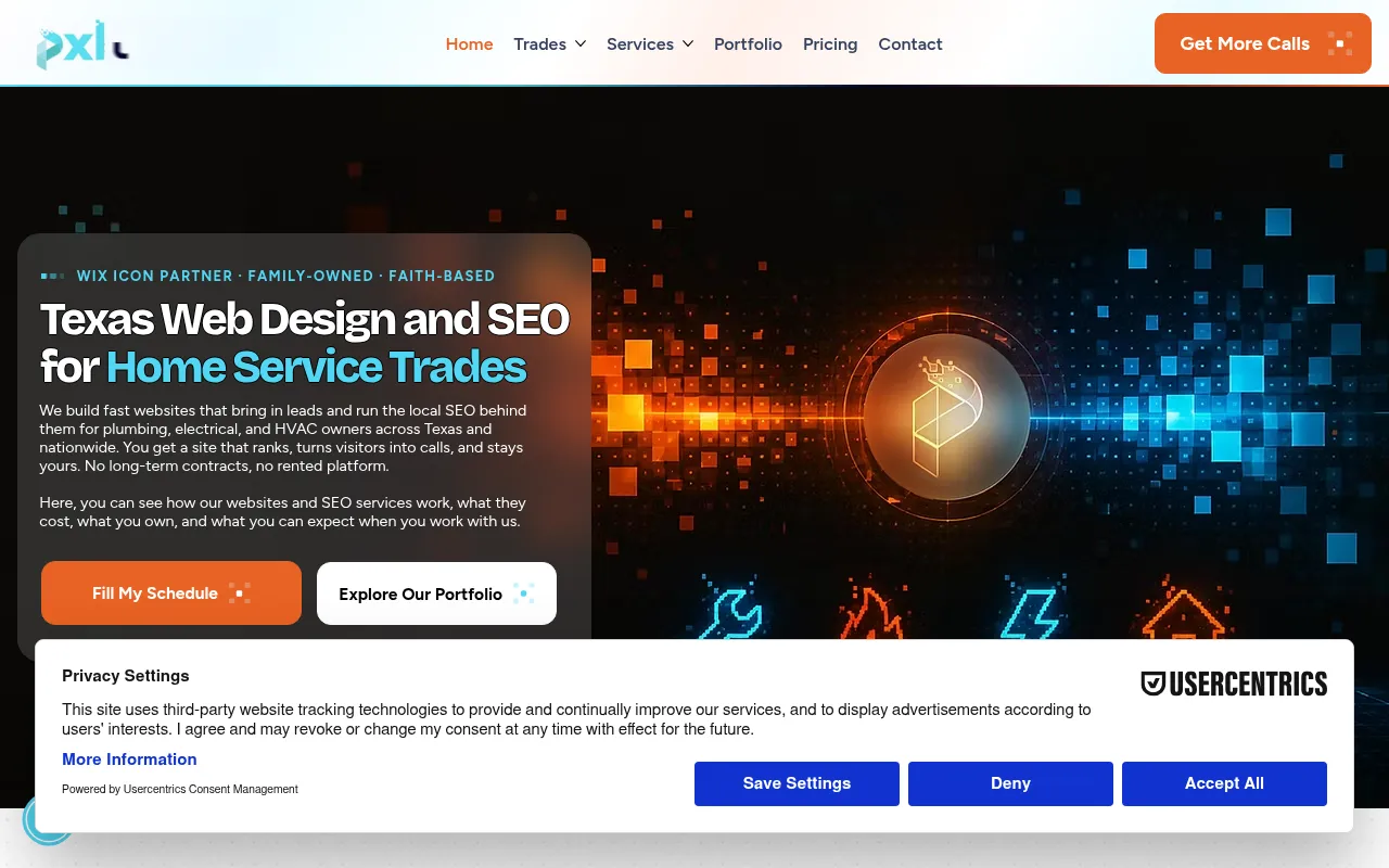 Screenshot of pxlperfectdesigns.com