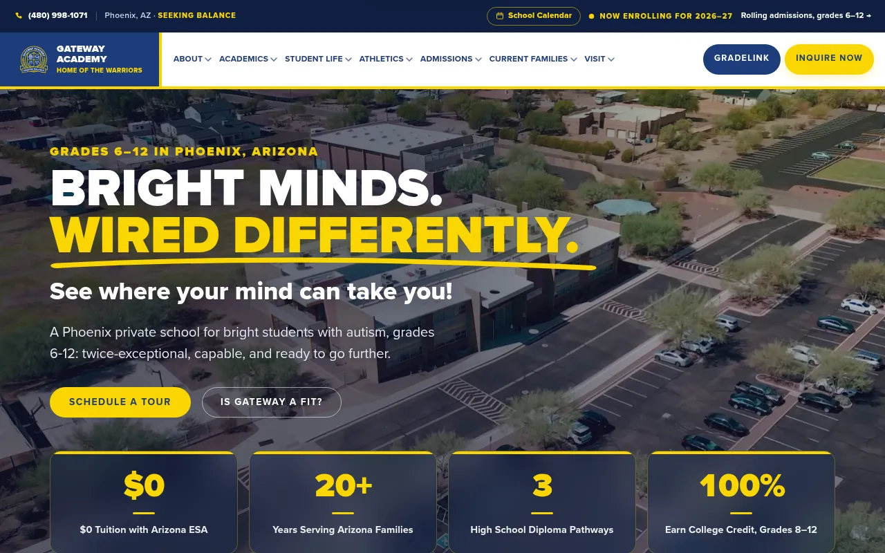 Screenshot of gatewayacademy.us