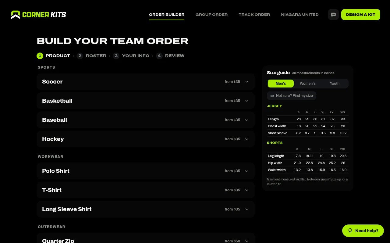 Screenshot of order.cornerkits.com