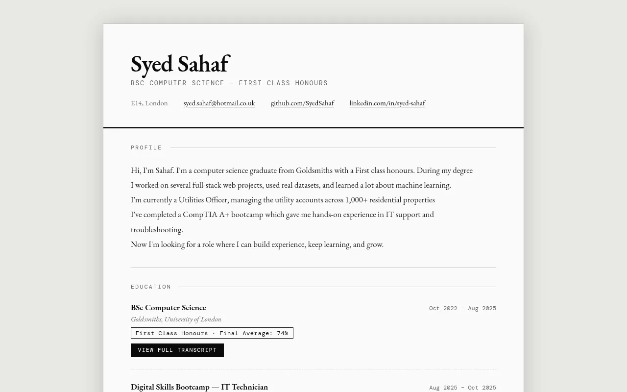 Screenshot of syedsahaf.com