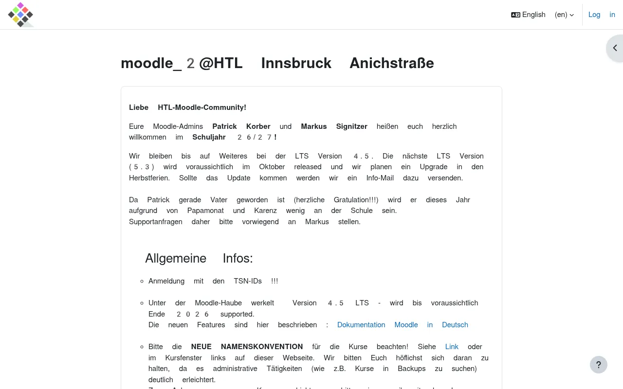 Screenshot of moodle2.htlinn.ac.at