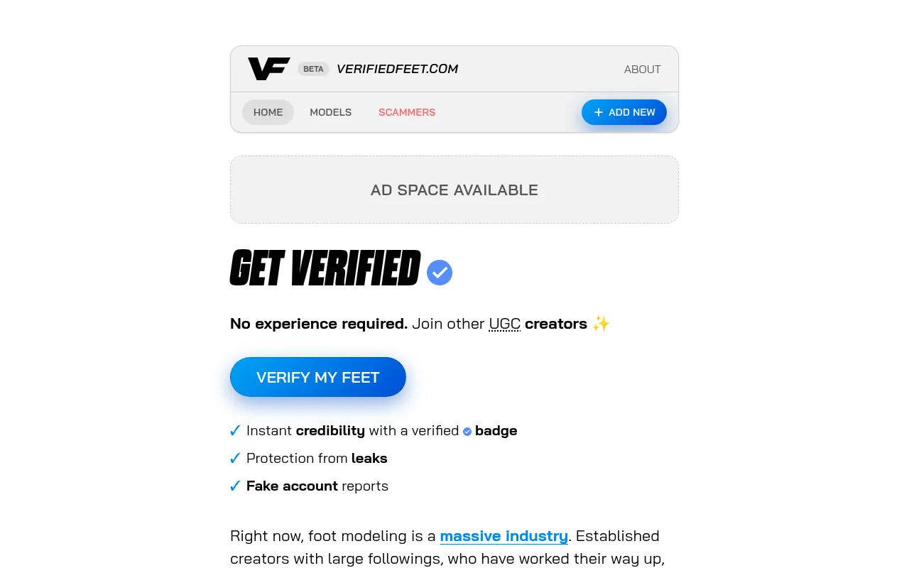 Screenshot of verifiedfeet.com