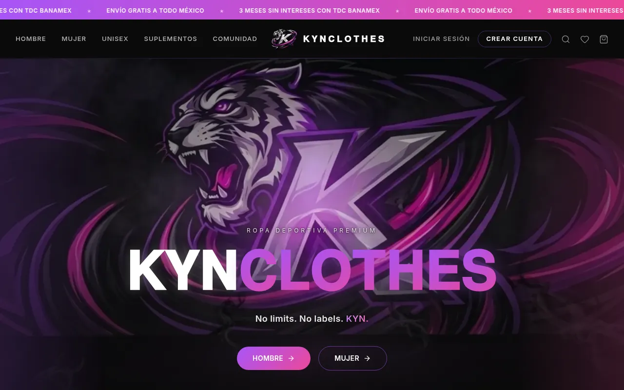 Screenshot of kynclothes.com