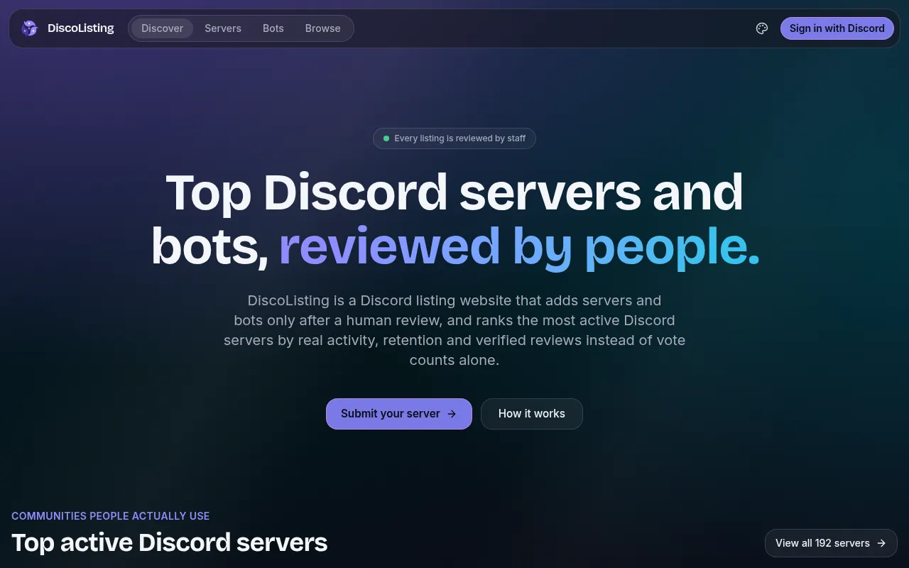 Screenshot of discolisting.com