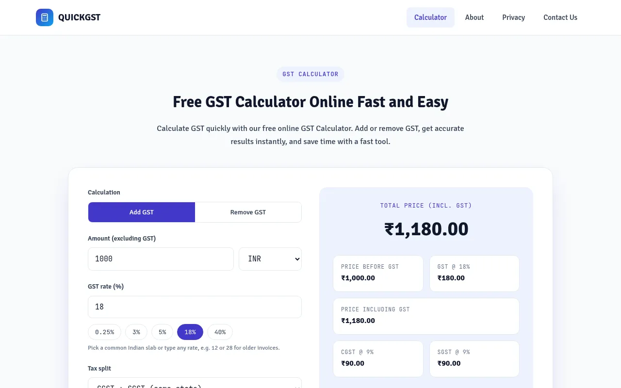 Screenshot of quickgst.site